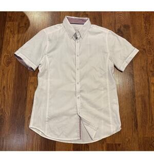 JB Holt Men's Casual Short Sleeve Button-Down Shirt – White – Size Medium